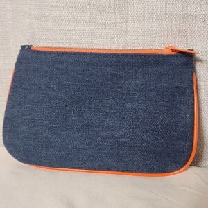 5/$20 Ipsy Cosmetic Makeup Travel Organizer Purse Organizer Denim Blue Orange